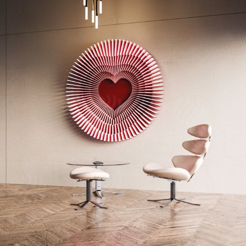 Arte de parede radial em madeira MDF, projectada com um design moderno