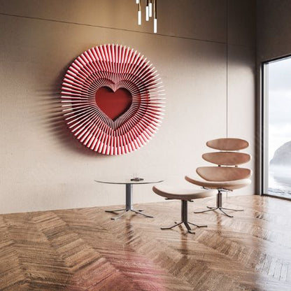 Arte de parede radial em madeira MDF, projectada com um design moderno