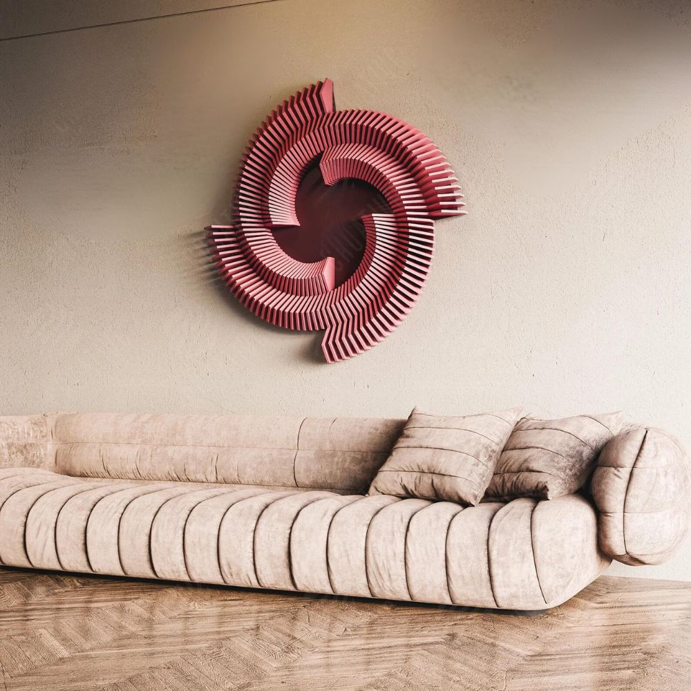 Arte de parede radial em madeira MDF, projectada com um design moderno